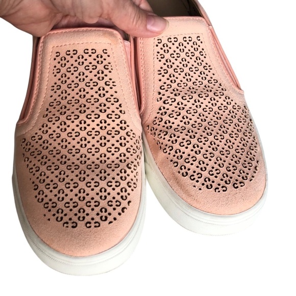 Vionic Sneaker Kimmie Perforated Suede Slip On Peach Pink Size 9 - Picture 4 of 12